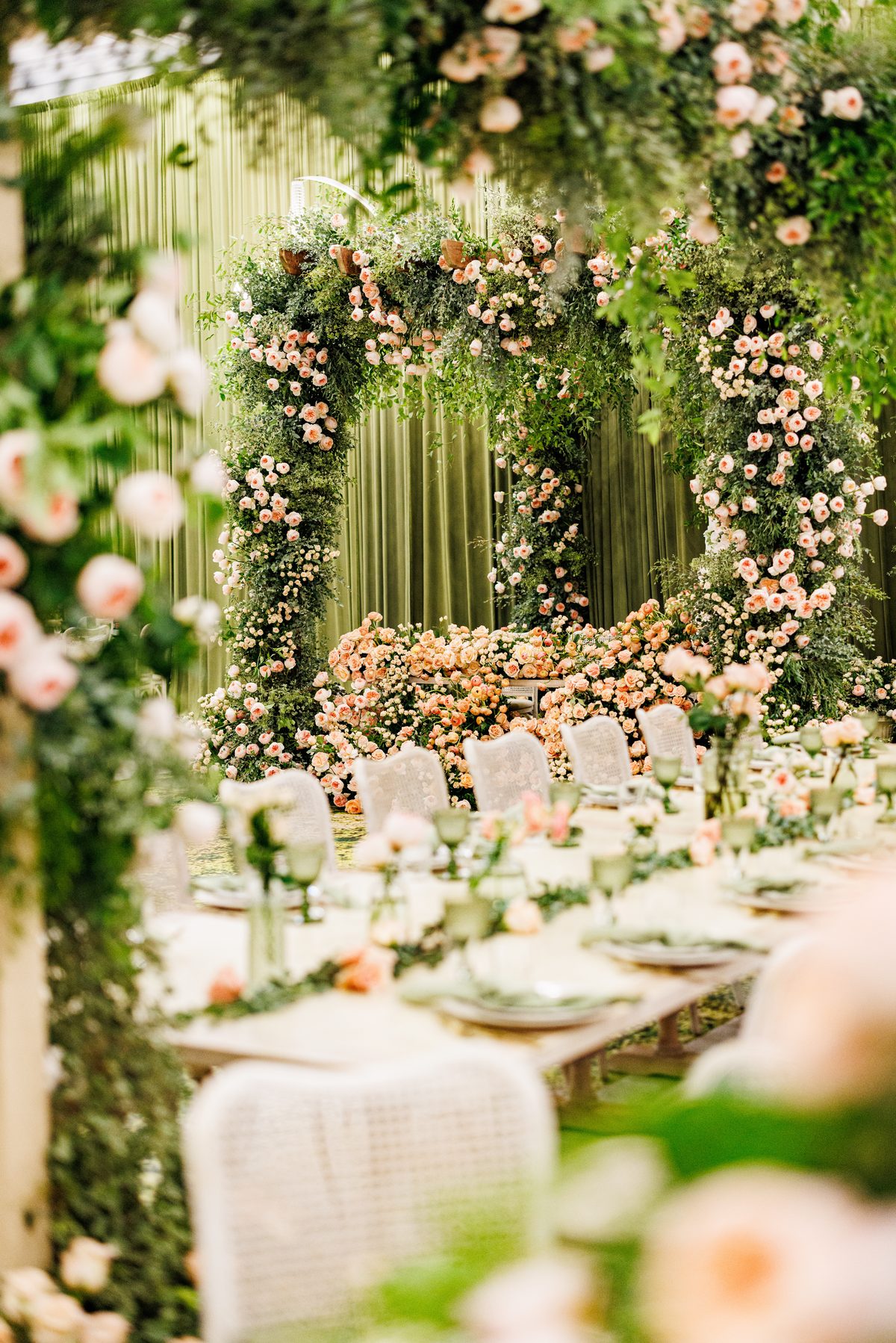 A Floral LA wedding ceremony arch