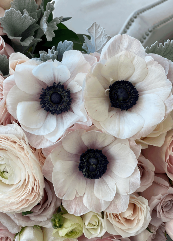 White Anemones in a bouquet
