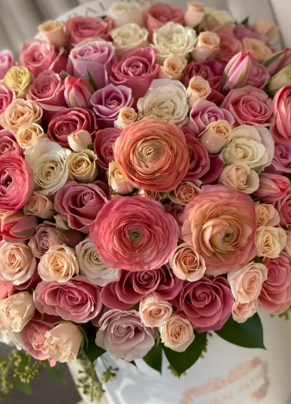 close up flowers of ranunculus and other flowers