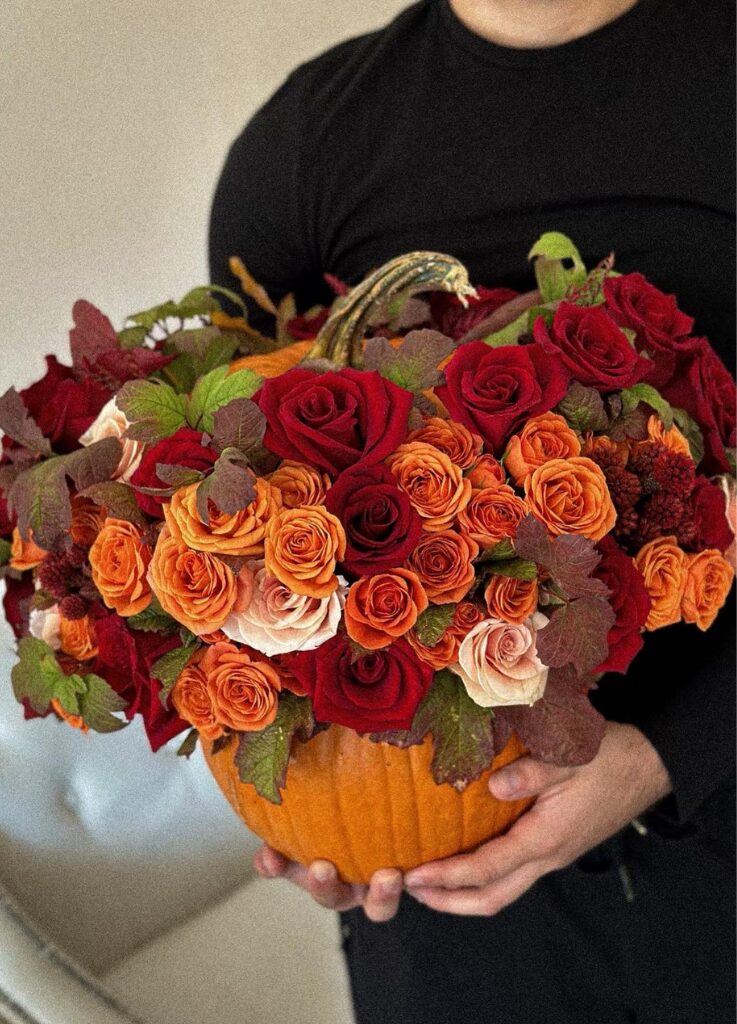 The Ultimate Fall Pumpkin - fall flower arrangement by Coral Path Designs, Los Angeles florist