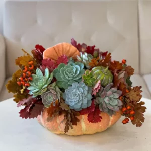 Pumpkin Succulence - fall flower arrangement from Coral Path Designs with Los Angeles flower delivery
