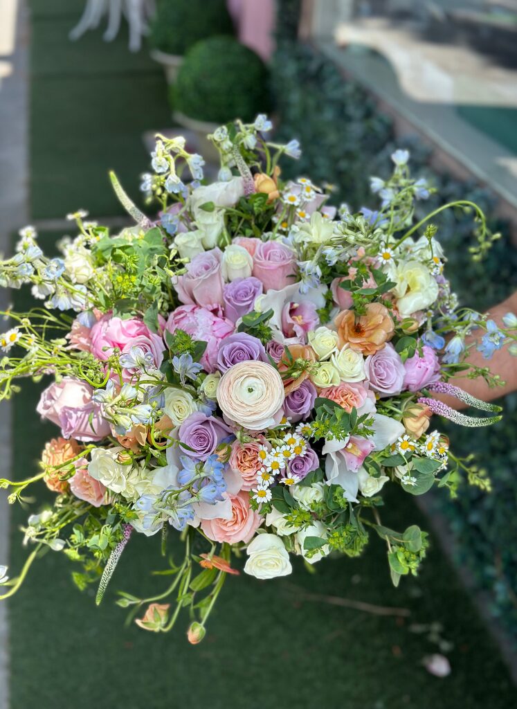 A spring bouquet full of lovely mix of flowers