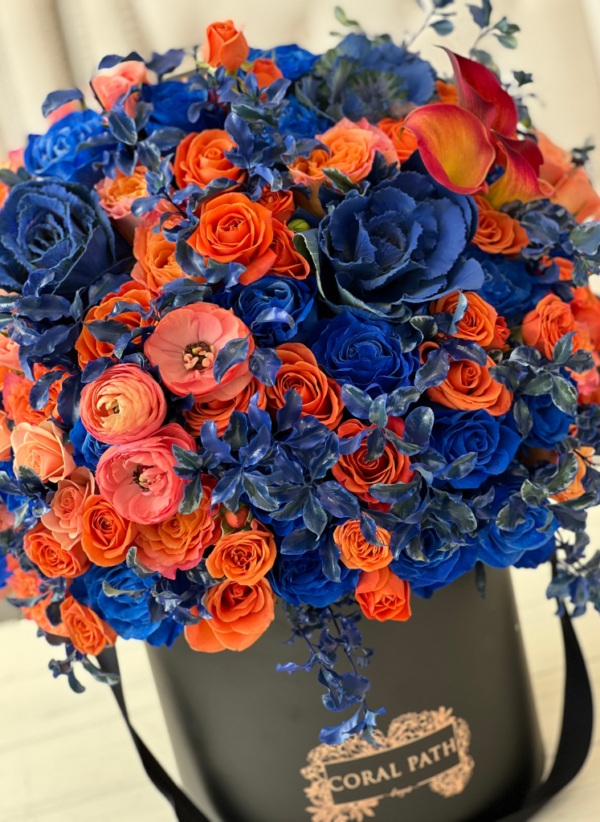 pepperdine graduation flowers, orange and blue flowers