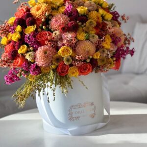 Dahlia Farm Harvest fall arrangement by Coral Path Designs, Los Angeles