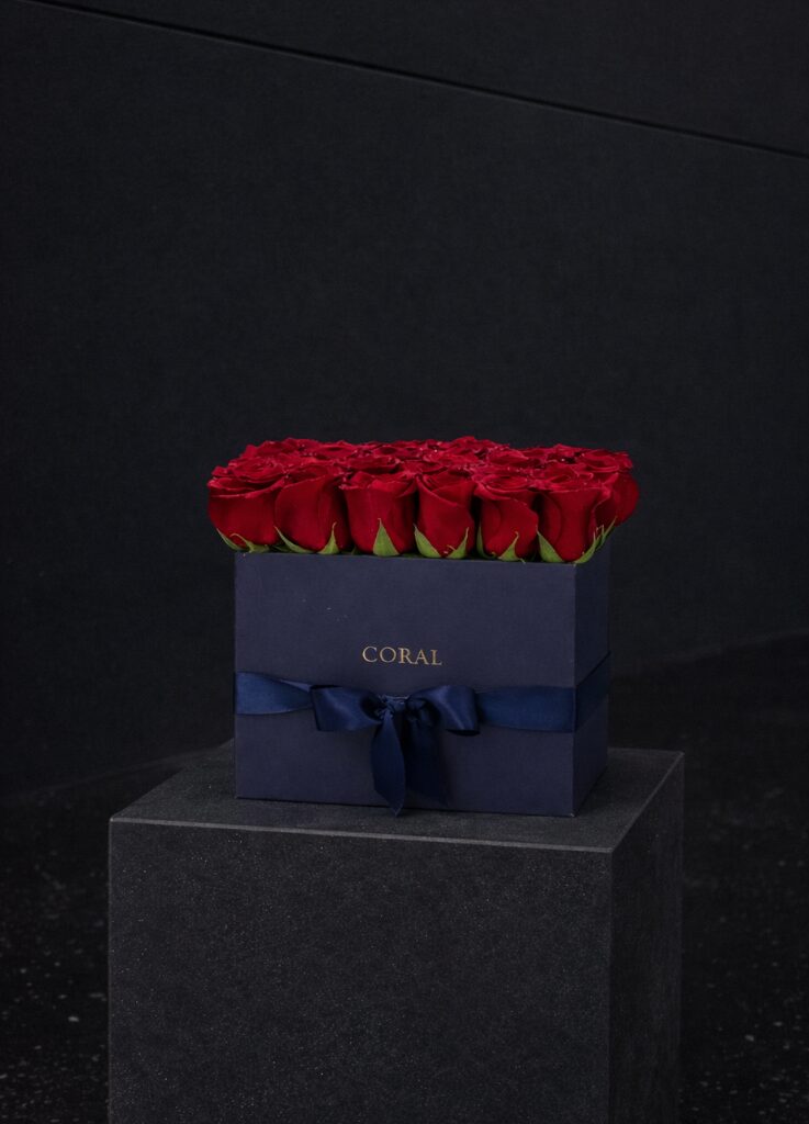 Midnight Rouge - specialty box flower arrangement from Coral Path Designs with Los Angeles flower delivery